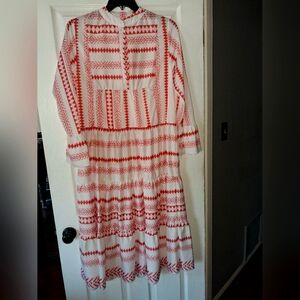 Orange and White Patterned Dress